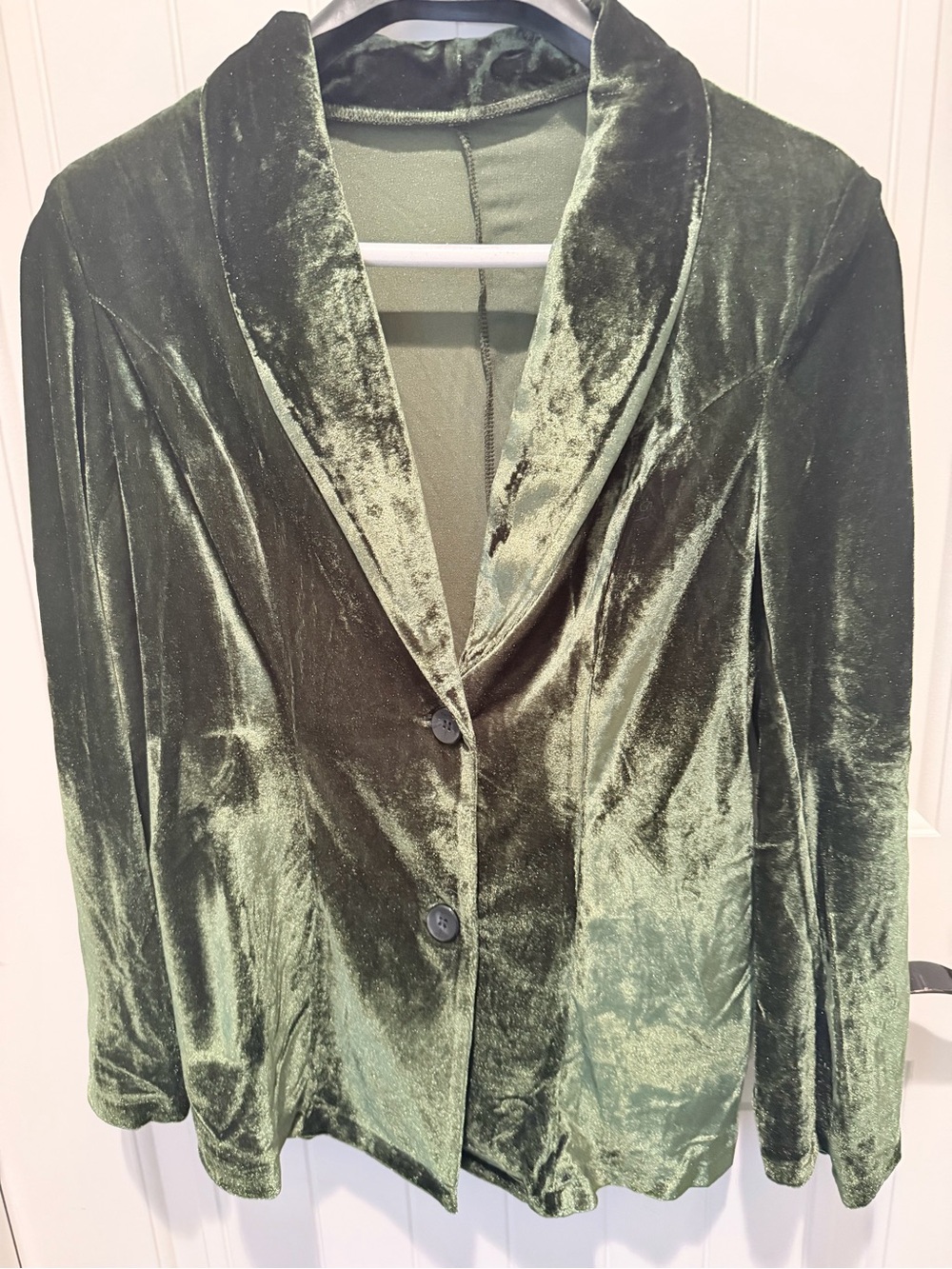 Women’s Dark Green Velvet Pantsuit Blazer Wide Leg Pants 2 Piece Suit
